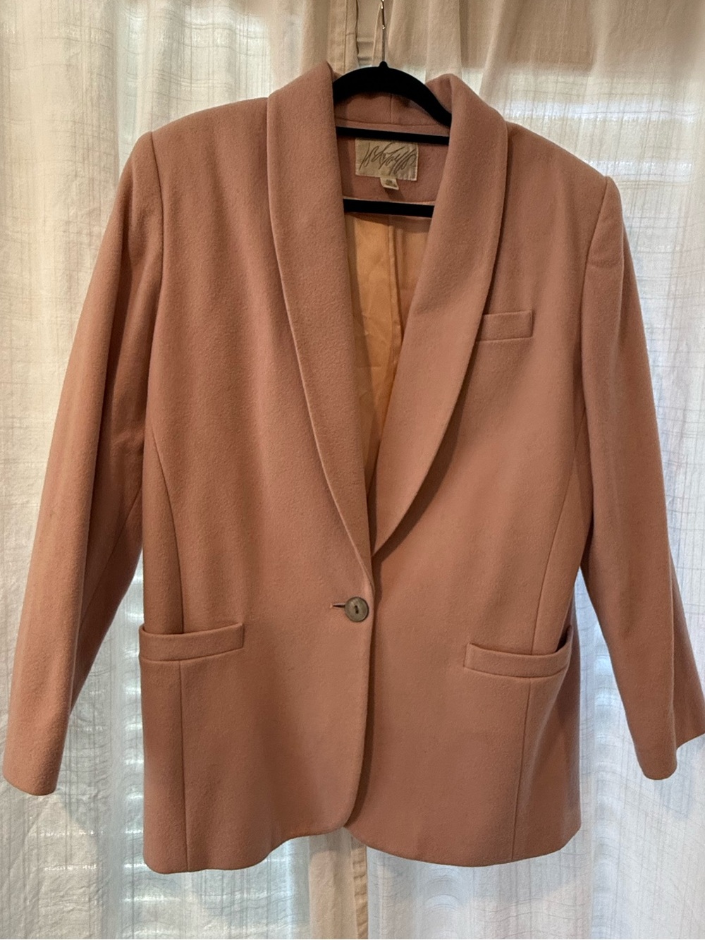 Lord & Taylor Pink Wool Cashmere Blazer Size 12 Shoulder Pads